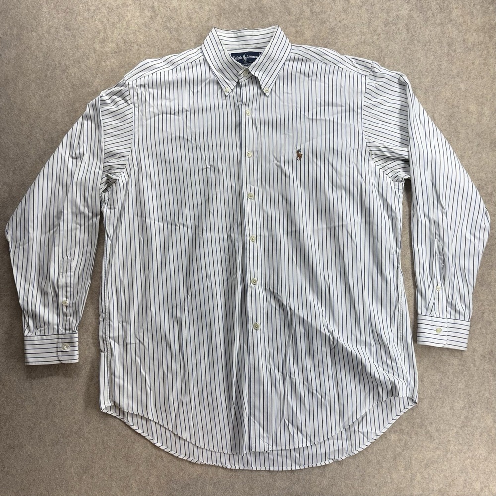 Vintage 90's Ralph Lauren Yarmouth Striped Button Down Shirt Men's 16.5-32 Pony